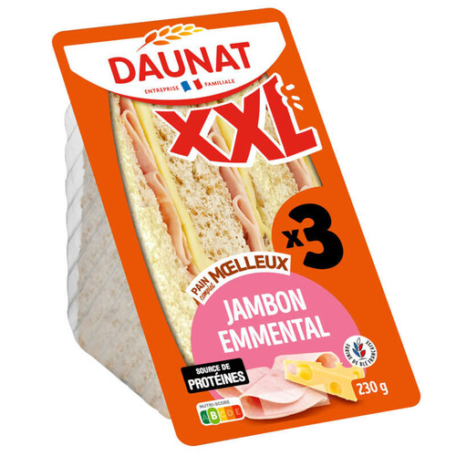 Daunat Sandwich triangle XXL Jambon Emmental Salade 230g