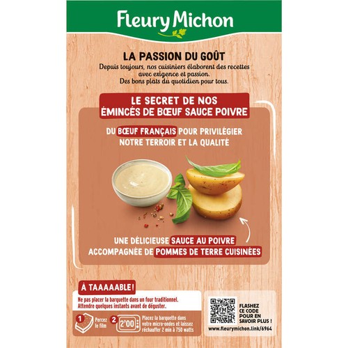 Fleury Michon Émincés de Bœuf Pommes de Terre Sauce Poivre 280g