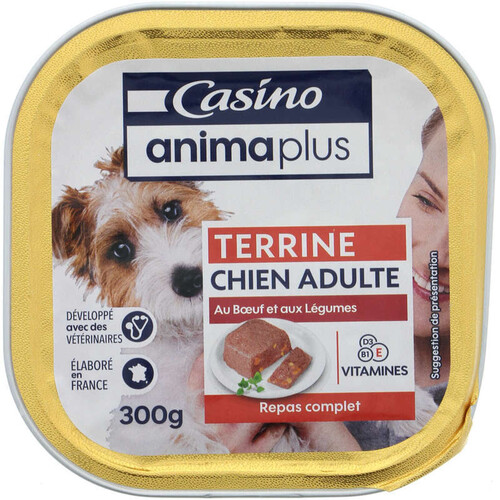 Casino Anima Plus Terrine au Bœuf & aux Légumes pour Chien Adulte 300g