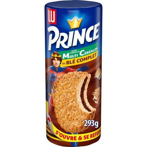 Lu Prince Biscuits Multicéréales fourrés au Chocolat Blé Complet 300g