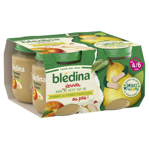 Blédina Pots fruits Pommes Poires dès 4/6 mois 4x130g