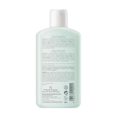 [Para] Eau Thermale Avène - Cleanance - HYDRA Crème lavante apaisante - peaux desséchées et irritées par traitements 200ml