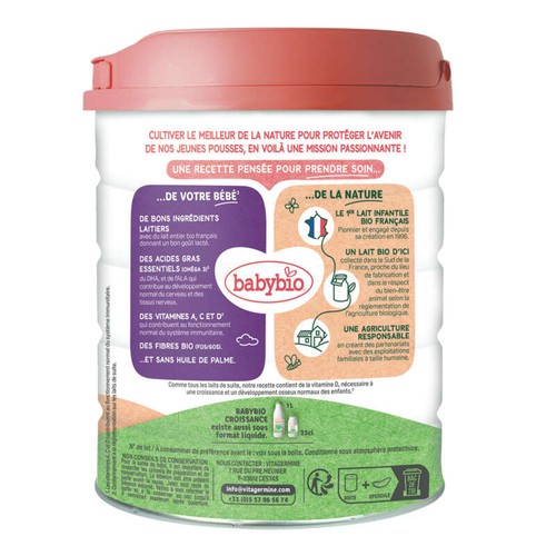 [Par Naturalia] Babybio Optima Croissance 3 Lait en poudre de 10 mois à 3 ans 800g
