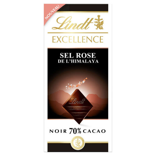 Lindt Excellence Tablette De Chocolat Noir 70% Au Sel Rose De L’Himalaya 100G