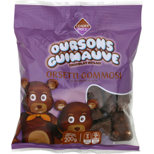 Leader Price Ourson Guimauve Chocolat au Lait 200g
