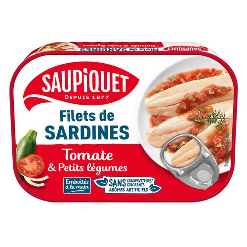 Saupiquet Filets de Sardines 1/6 Sauce Tomate & petits légumes 100g