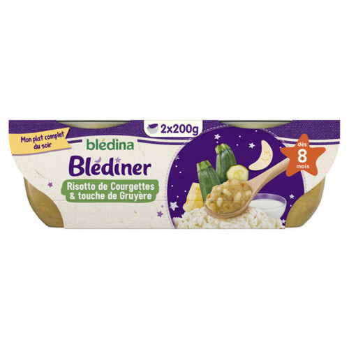 Blédina Plat Blediner Risotto de Courgettes Lait Des 8 Mois 2x200g