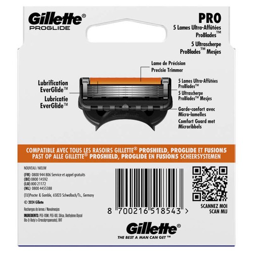 Gillette Proglide Lames De Rasoir x6