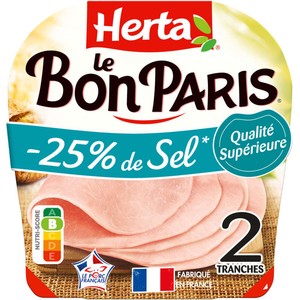 Herta Le Bon Paris Jambon avec moins de 25% de sel x2 70g