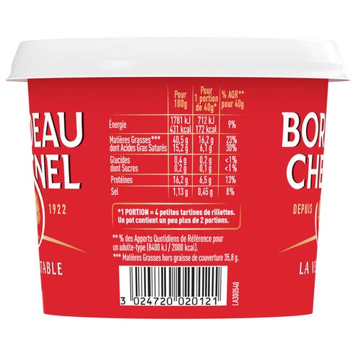 Bordeau Chesnel La Véritable Rillettes Du Mans Pur Porc 110g