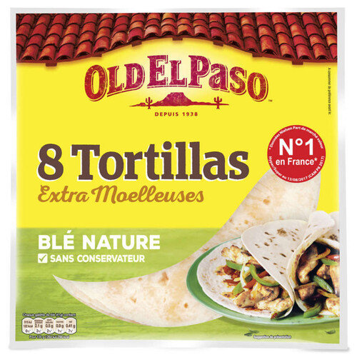 Old El Paso 8 tortillas Extra Moelleuses au Blé Nature 326g

