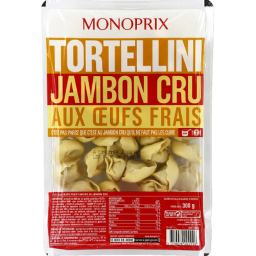 Monoprix tortellini jambon cru aux œufs frais 300g