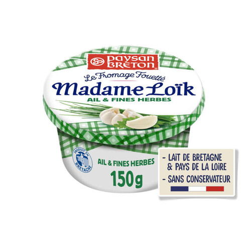 Paysan Breton Le Fromage Fouetté Mme Loik Ail Et Fines Herbes 150g