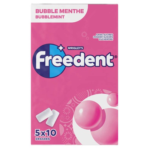 Freedent Bubble Menthe étui de 10 dragées x5 70g