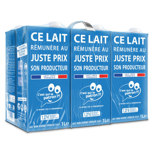 La marque du conso lait demi-écrémé stérilisé le pack de 6x1L