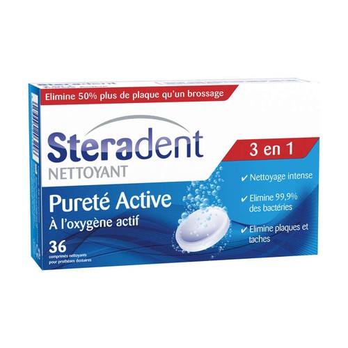 Steradent Comprimés Nettoyants Pour Prothèses Dentaires X36