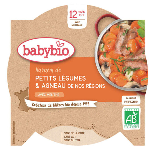 BabyBio Navarin de Petits Légumes & Agneau dès 12M 230g
