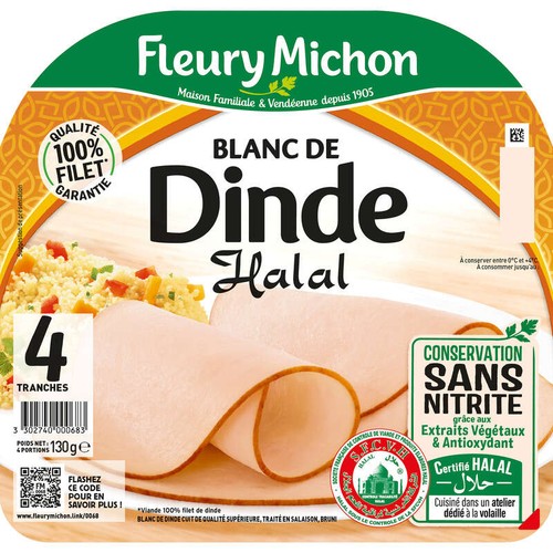 Fleury Michon Blanc de Dinde Halal  x4 Tranches 130g