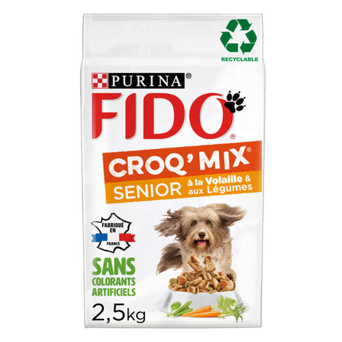 Fido Croq' Mix Croquettes pour Chien Senior Volaille et légumes 2,5kg