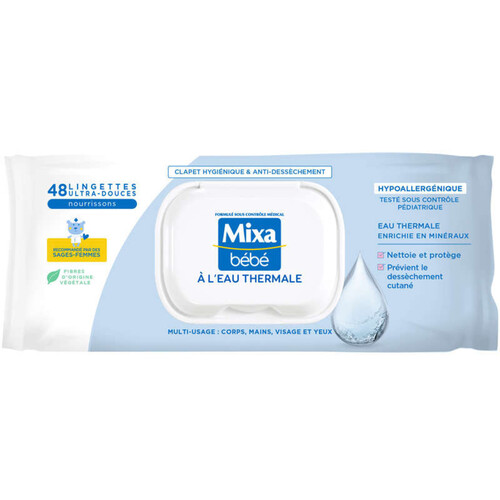 Mixa Lingettes Bébé à l’eau Thermale x48