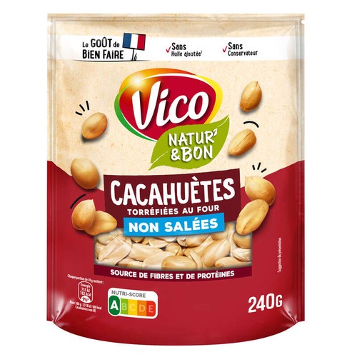 Vico Natur' & bon Cacahuètes grillées non salées 240g