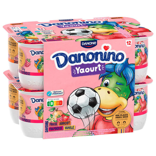 Danonino Yaourt aux Fruits Aromatisé avec paille 12x125g