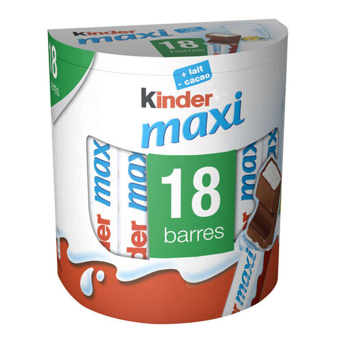 Kinder Maxi chocolat pack de 18 barres 378g 