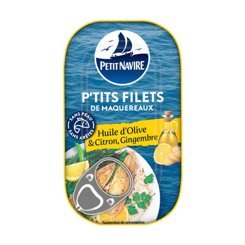 Petit Navire P'Tits Filets de Maquereaux Huile d'Olive & Citron Gingembre 90g