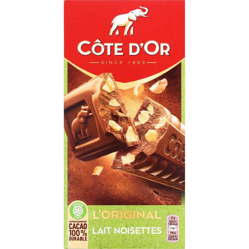 Côte d'Or L'Original Tablette Chocolat au Lait Noisettes 200g