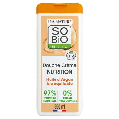 SO'BiO Étic Gel douche Crème Nutrition à l'huile d'argan bio 650ml