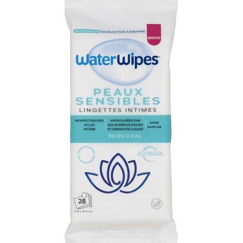 Waterwipes Lingettes Intimes Peaux Sensibles x28