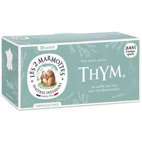 Les 2 Marmottes Infusion Au Thym 30 Sachets 35g