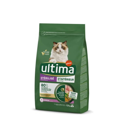 Ultima Croquettes Pour Chats Stérilisés D'Intérieur 1,5kg