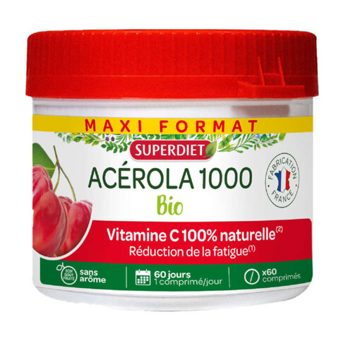 [Par Naturalia] Superdiet Acérola 1000 Vitamine C Bio Comprimé à Croquer Boite x60