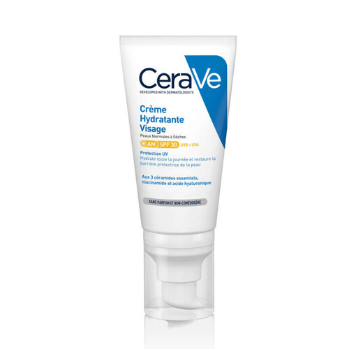 CeraVe Crème Hydratante Visage AM SPF30 Peaux Normales à Sèches 52ml