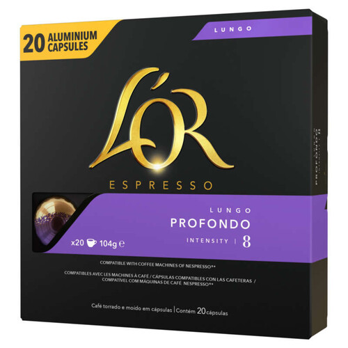 L'Or Espresso Café Lungo Profondo intensité 8 x20 capsules 104g