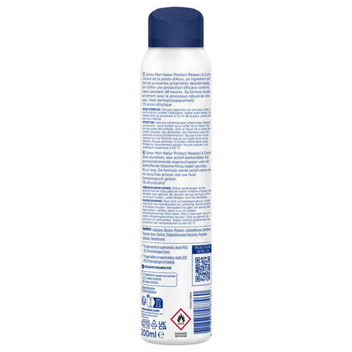 Sanex Men Dédorant Spray Homme Natur Protect Respect&Control 200ml