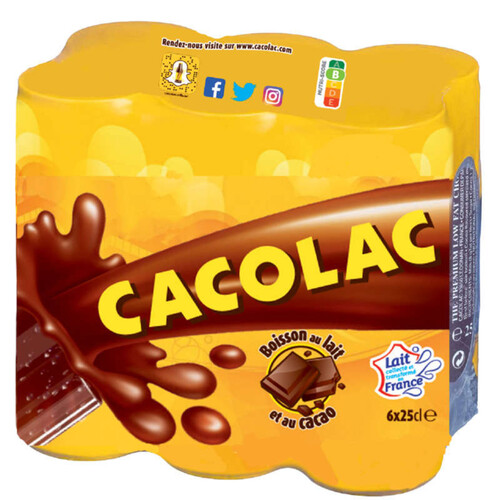 Cacolac boisson au lait et cacao le pack de 6x25cl