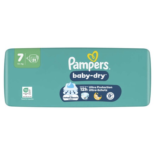Pampers Baby-Dry Taille 7 - 15kg et + – x31 Couches