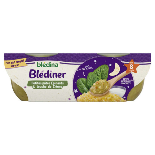 Blédina Blédiner petites pâtes épinards crème 2x200g