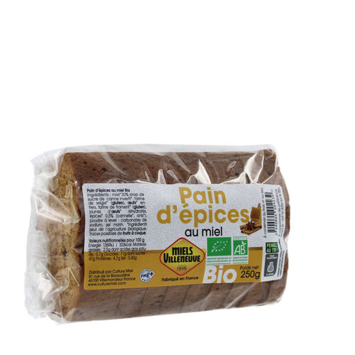 Miels Villeneuve Pain D'Épices Bio Au Miel 25% 250G