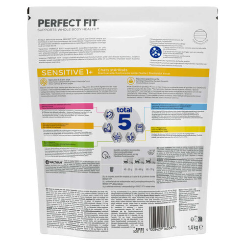 Perfect Fit sensitive 1+ croquettes riche en dinde chat adulte sensible stérilisé 1,4kg