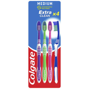 Colgate Lot Brosses à dents Extra Clean Medium x4