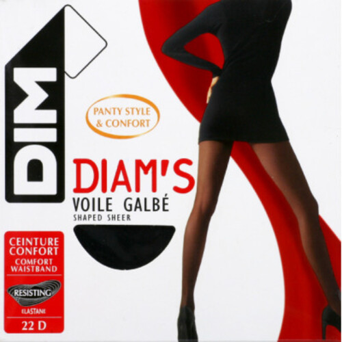 Collant Voile Galbé, Noir, 22D, Diam'S, DIM - T1