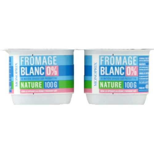 Monoprix Fromage blanc 0% nature 4x100g