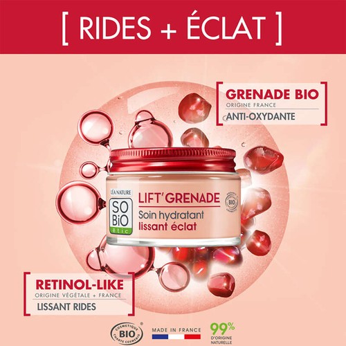 SO'BIO Étic Lift'Grenade Soin Hydratant Lissant Éclat Bio 50ml