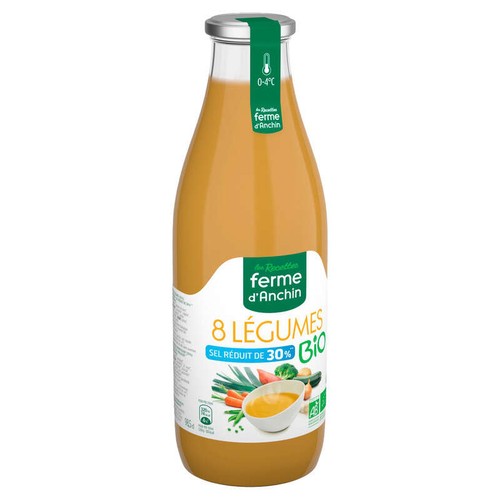 Ferme d'Anchin Soupe aux 8 Légumes Bio 30% de Sel Réduit 98,5cl