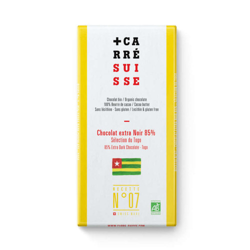 Carre Suisse Recette N°07 Chocolat Extra Noir 85% Sélection Du Togo 100G