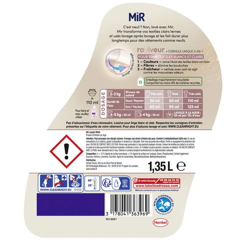 Mir Lessive White Textile Blanc *27 Lavages 1,39L