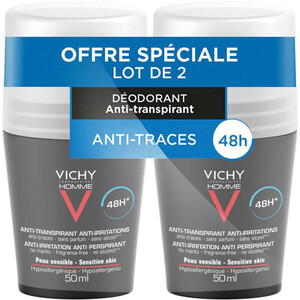 [Para] Vichy Déodorant Bille Homme Peaux Sensibles Sans Alcool ni Parfum Lot2x50ml